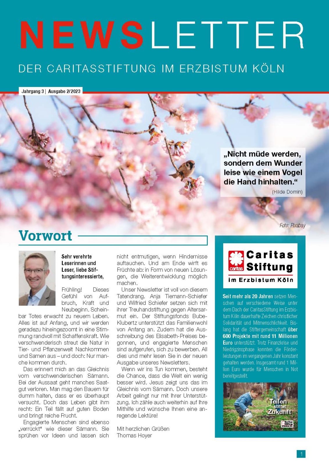 Newsletter Caritas Stiftung 02.2023