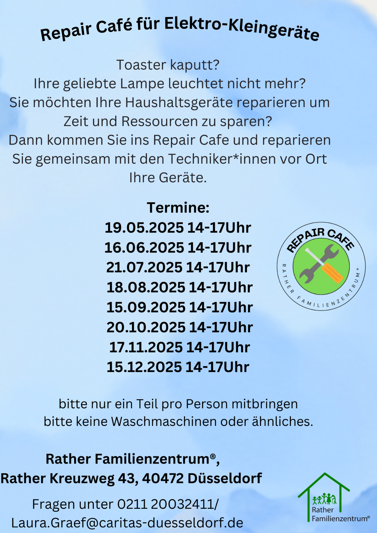 Repair Cafe zweite Jahreshälfte