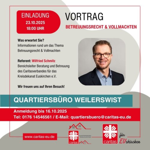 Einladung 23.10.2025 Vortrag Betreuungsrecht und Vollmachten (c) Caritasverband Euskirchen Martina Schneider